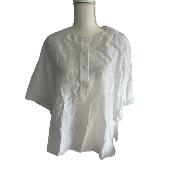 EMPORIO ARMANI White Lightweight Short Sleeve Blouse Size Italian 48 - Picture 3 of 5
